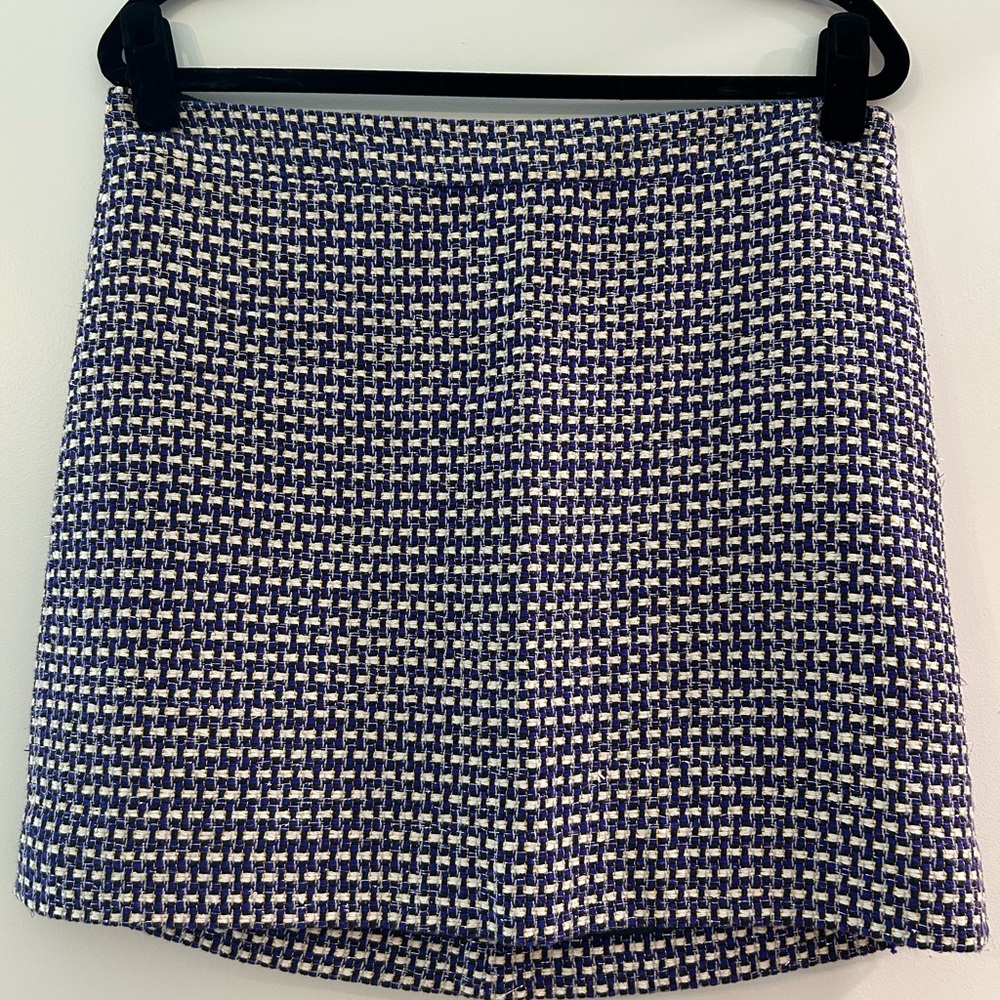 J. Crew Black and Blue Tweed Skirt